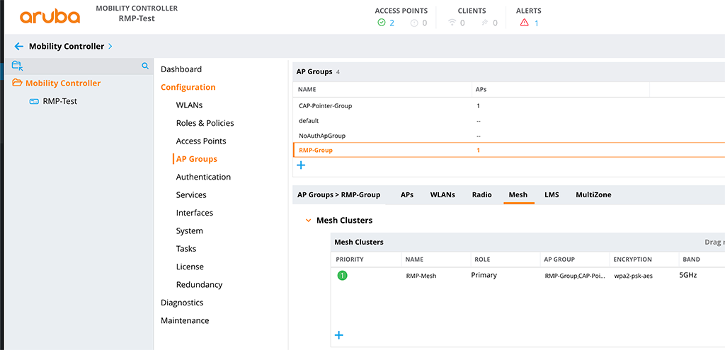 Aruba Remote Mesh - Apply Remote Mesh Cluster Profile