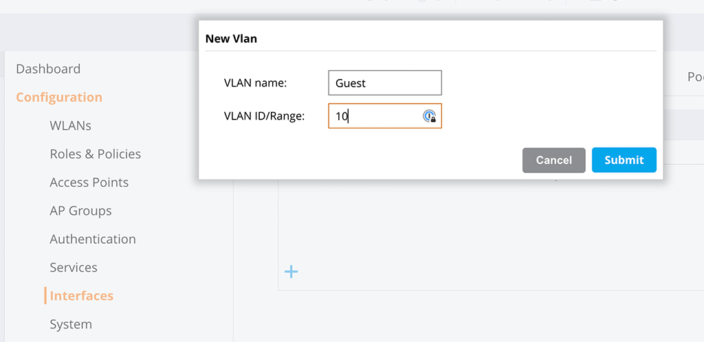 Wired Guest Access - Create new VLAN