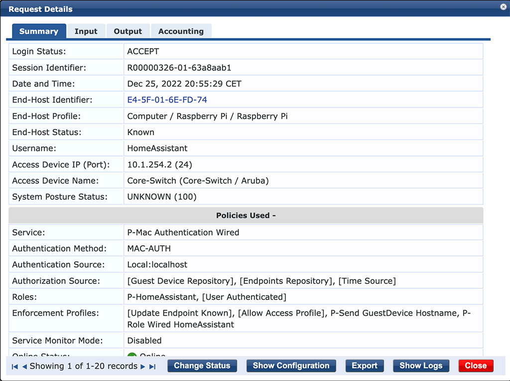 Access Tracker Entry of known Device