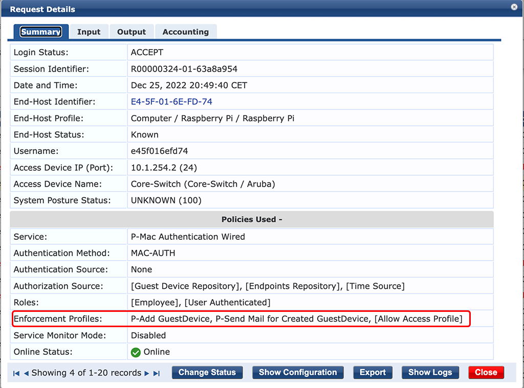 Access Tracker Entry of unknown Device