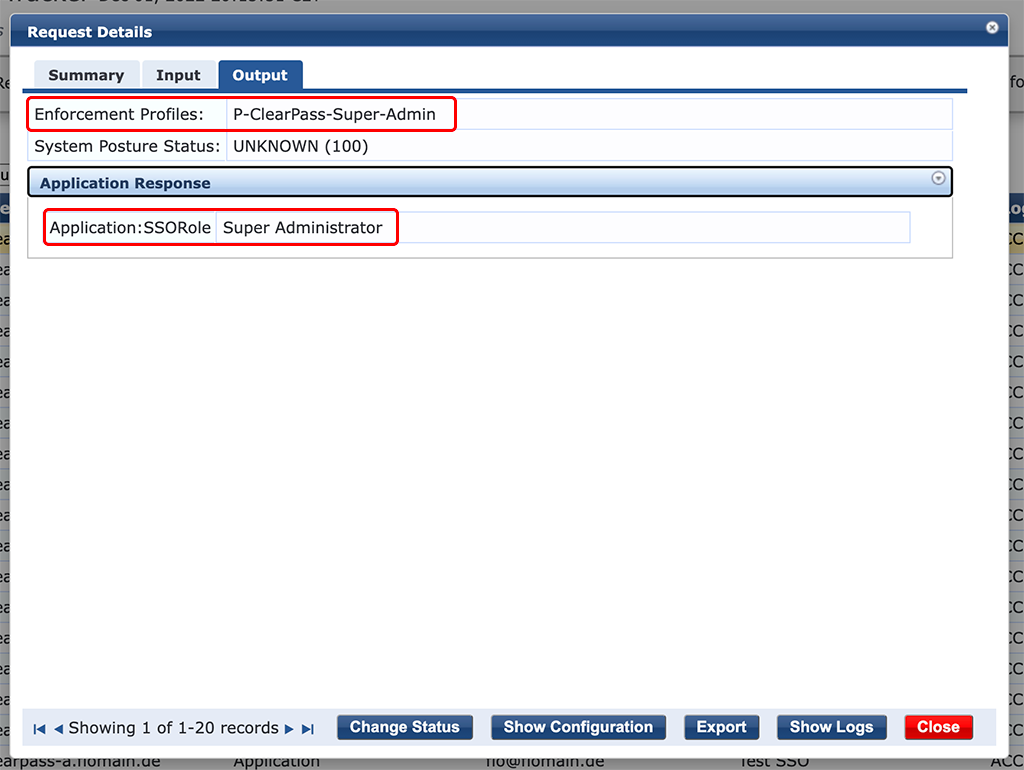 ClearPass SSO with Google Workspace - Access Tracker Output