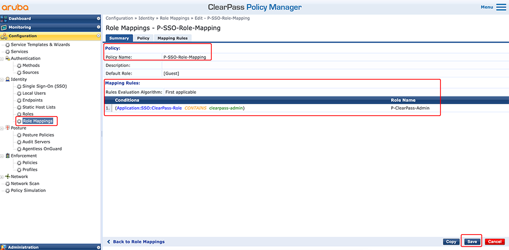 ClearPass SSO with Google Workspace - Add Role Mapping