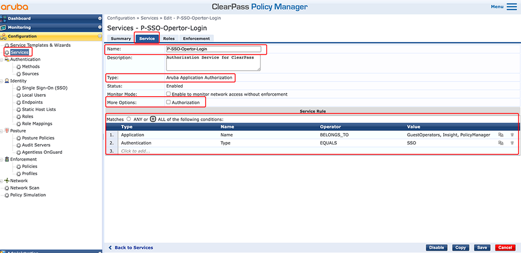 ClearPass SSO with Google Workspace - Add SSO Service