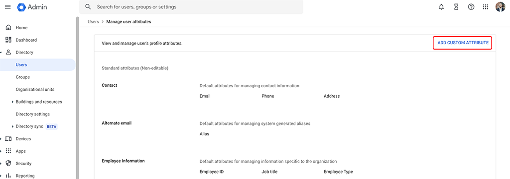 Google Workspace User Attributes