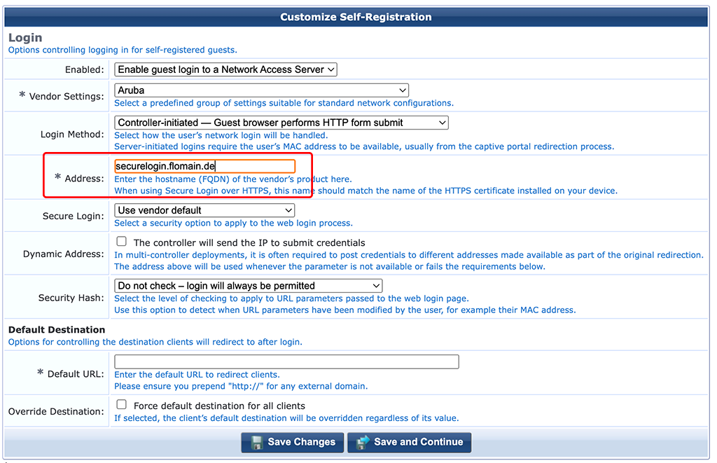 ClearPass - Create Self-Registration Page Step 7