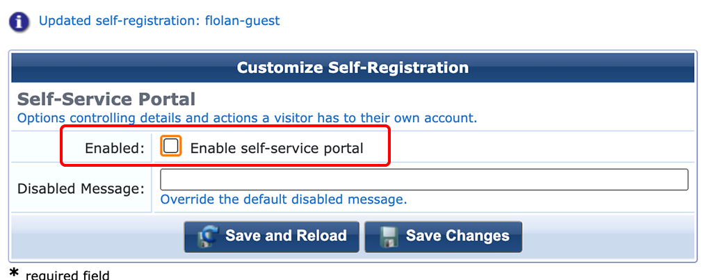 ClearPass - Create Self-Registration Page Step 9