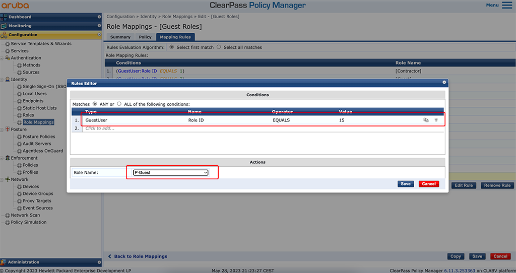 ClearPass - Role Mapping