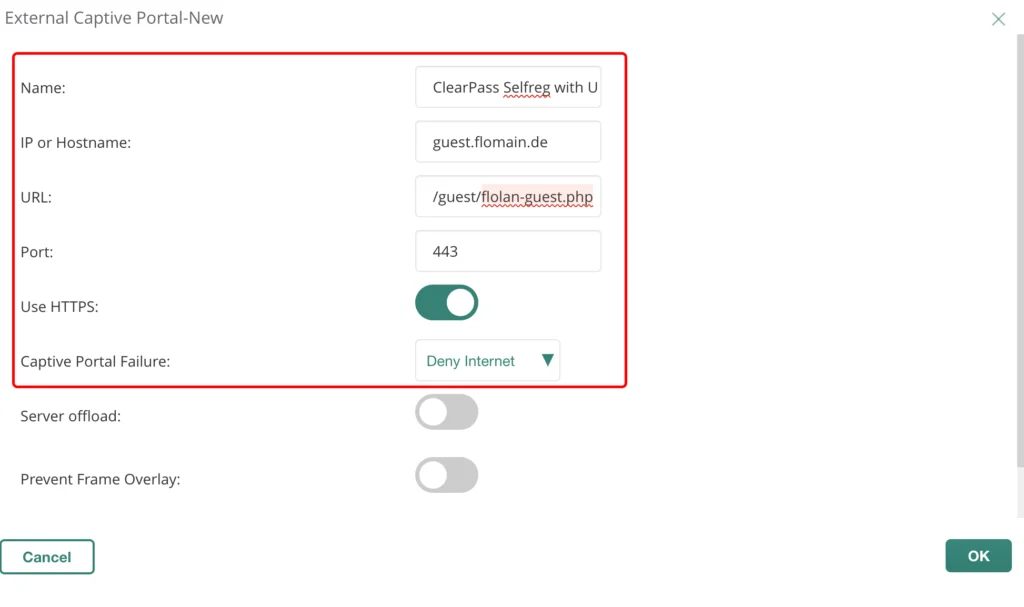 Central - Add SSID Captive Portal Profile