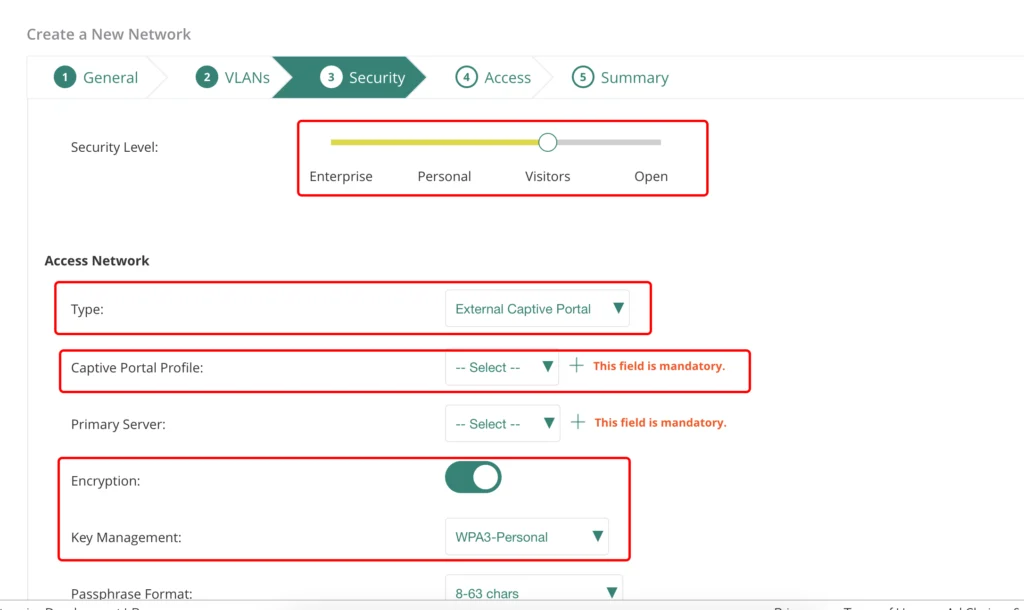 Central - Add SSID Security