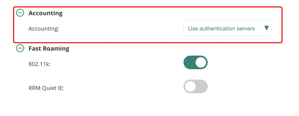 Central - Add SSID - Security Accounting