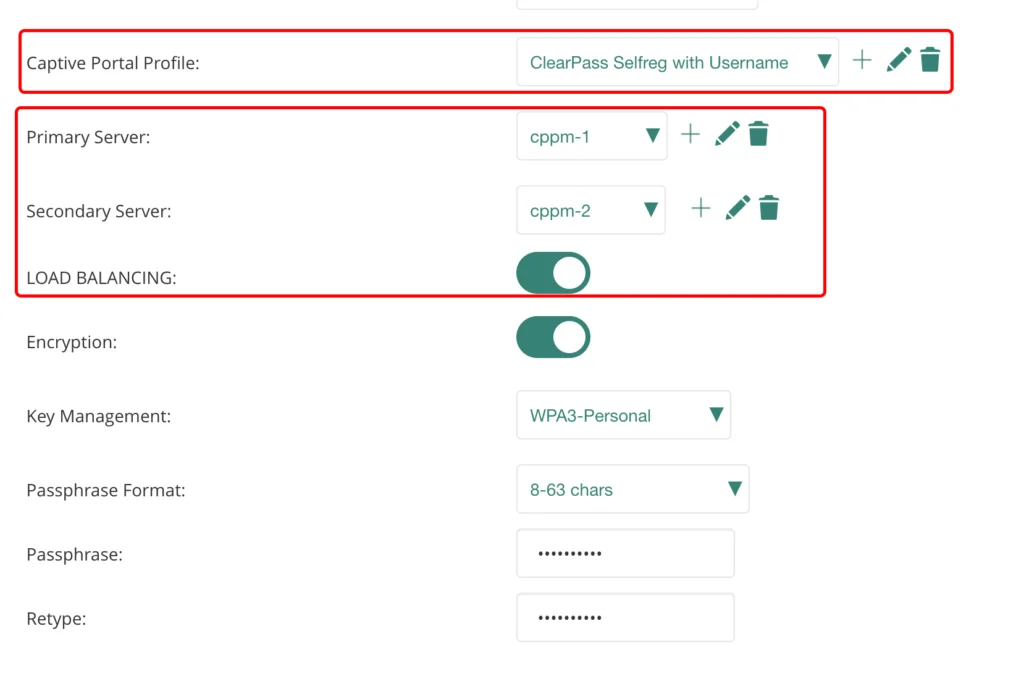 Central - Add SSID Security Radius Server