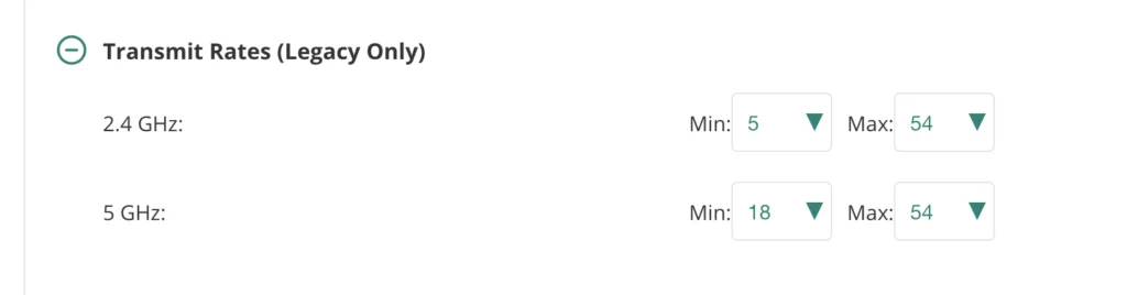 Central - Add SSID - Transmit Rates