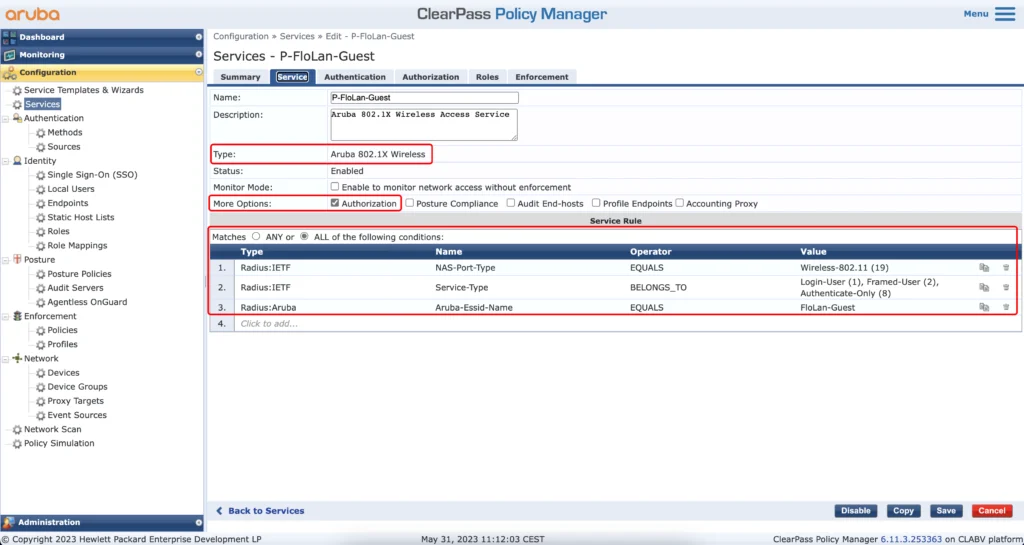 ClearPass Captive Portal Service