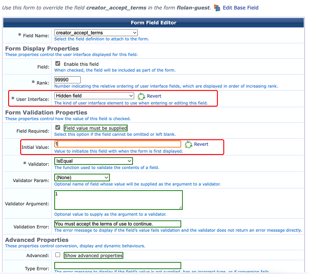 ClearPass - Modify creator_accept_terms