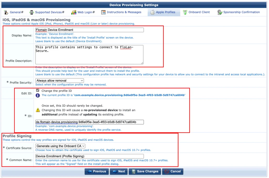 ClearPass Onboard - Provisioning Apple Profiles