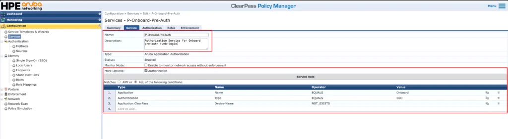 ClearPass - PreAuth Service