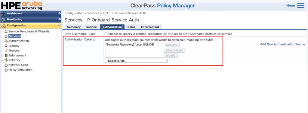 ClearPass - Onboard Auth Profile Authorization