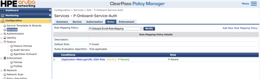 ClearPass - Onboard Auth Profile Role Mapping