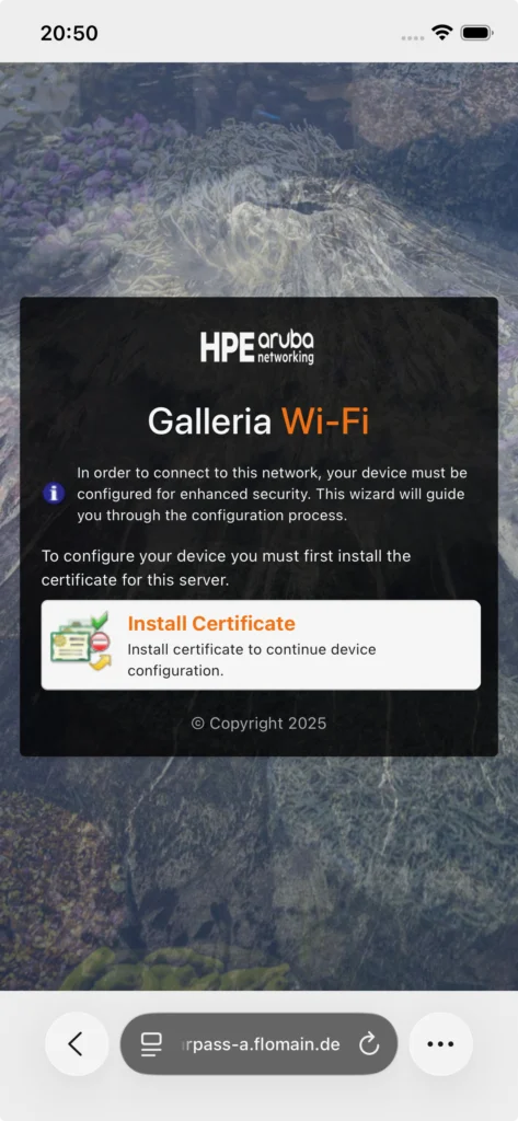 ClearPass Onboarding Wizard Certificate