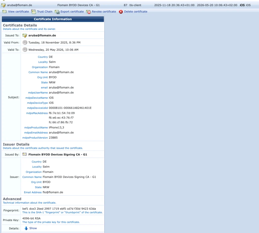 Certificate Information